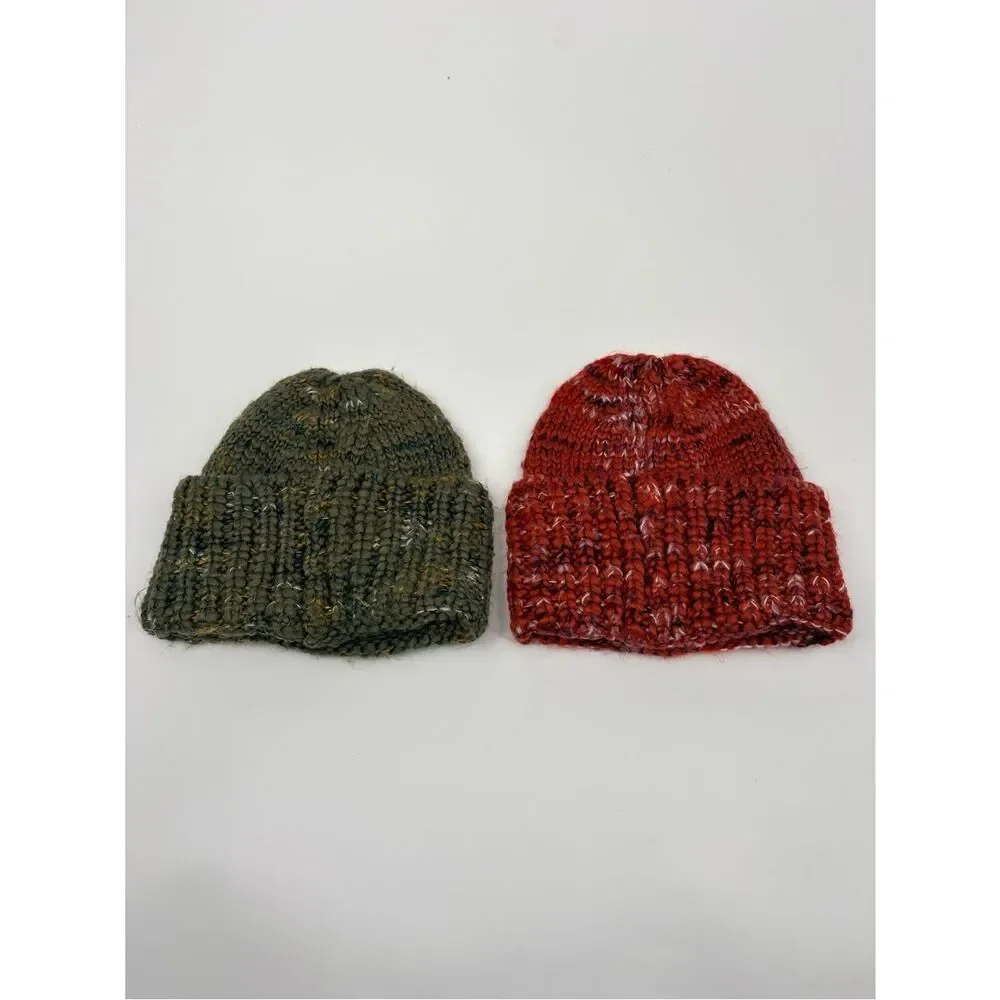 Frye & Co | Beanie Set - Olive Green & Rust Red